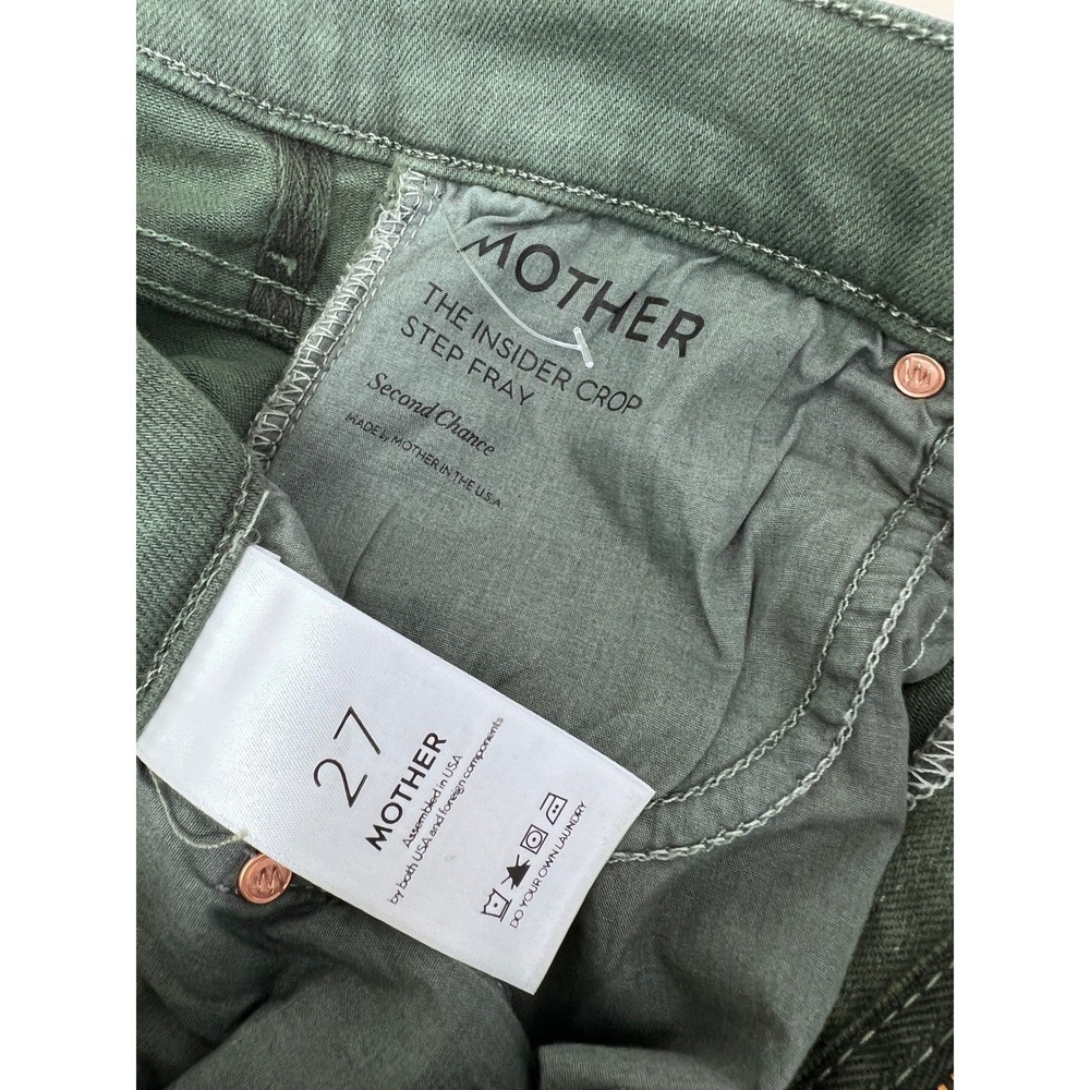 Mother The Insider Crop Step Fray Jeans Womens 27 Dark Olive Green Excellent - Picture 6 of 7